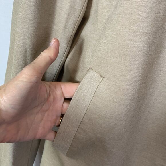 Topman Beige Gray Accents Zip Up Jersey Bomber Jacket Size 44/Large - Picture 14 of 14